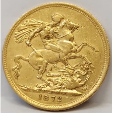 AUSTRALIA 1872 . ONE 1 SOVEREIGN . MELBOURNE . GOLD